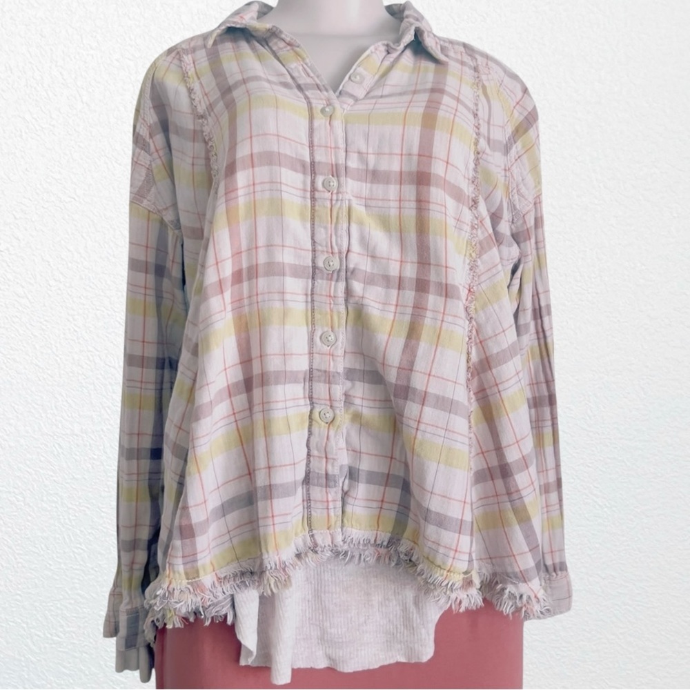We the Free Oversized Pink Plaid Seeking Starlight Shirt Shacket SZ M - Picture 6 of 12
